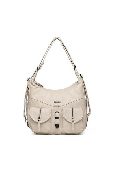 Yıkama Deri Hem Sırt Hem Omuz Kadın Çantası 21-K Barcelona 1936