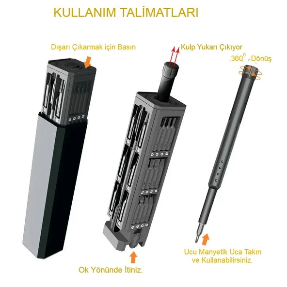 46 Parça Hassas Manyetik Tornavida Telefon PC Elektronik Cihaz Tamir Kiti Çoklu Uç Araç tamir Seti - 7