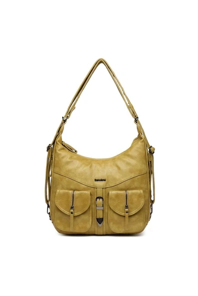 Yıkama Deri Hem Sırt Hem Omuz Kadın Çantası 21-K Barcelona 1936