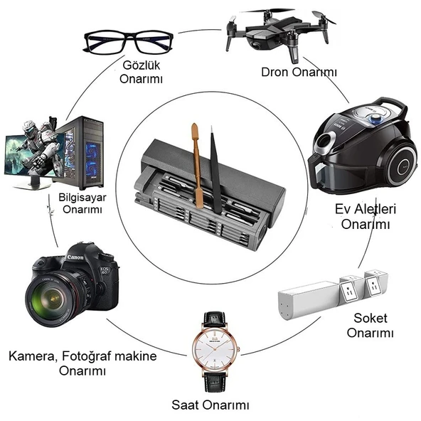 46 Parça Hassas Manyetik Tornavida Telefon PC Elektronik Cihaz Tamir Kiti Çoklu Uç Araç tamir Seti - 4
