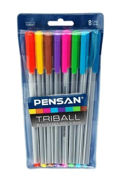 Tükenmez Kalem Triball 1.0 Mm Bilye Uç 8 Renk Renkli
