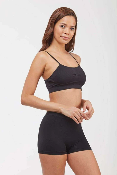 Elite Life Dikişsiz Kadın Boxer Siyah Şort 830 - 3