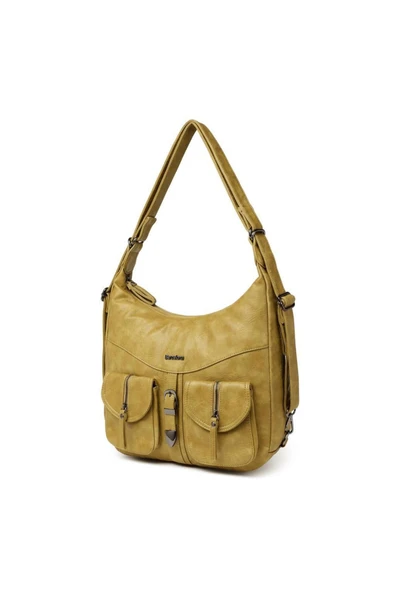 Yıkama Deri Hem Sırt Hem Omuz Kadın Çantası 21-K Barcelona 1936 - 3