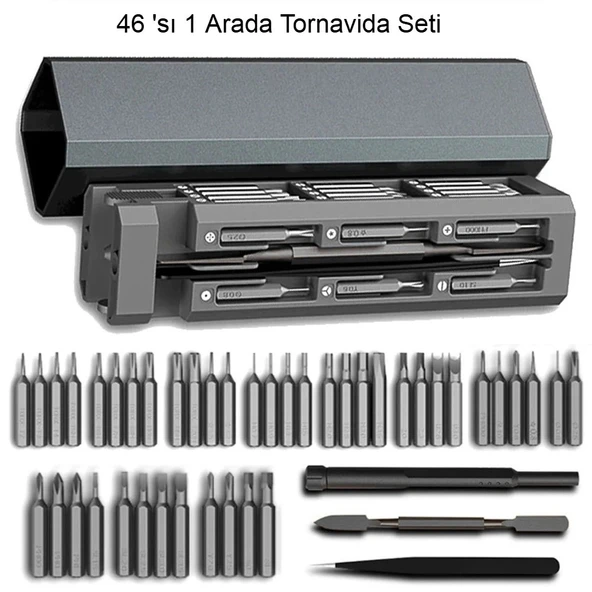 46 Parça Hassas Manyetik Tornavida Telefon PC Elektronik Cihaz Tamir Kiti Çoklu Uç Araç tamir Seti