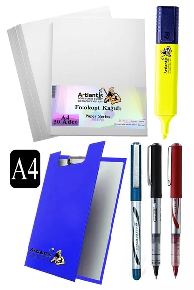 Kapaklı Sekreterlik A4 Pilot Kalem 3 Renk A4 Beyaz Fotokopi Kağıdı 50 Adet Fosforlu Kalem Sarı Ofis Büro Okul - 11
