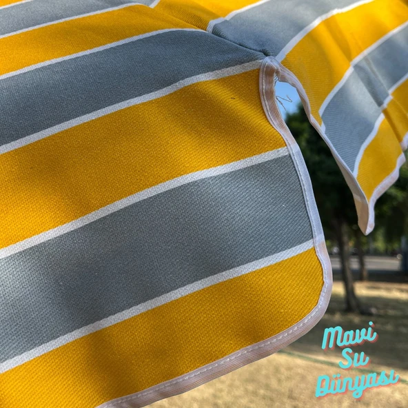 Plaj Deniz Balkon Şemsiyesi | Pamuk Kumaşlı Şemsiye | Bidonsuz| Eğilebilir |2 Metre Şemsiye - 7