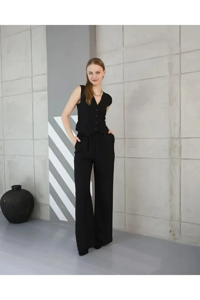 Rahat Form Yelekli Pantolon Takım Modern Fit Keten Takım - 5