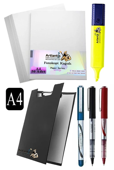 Kapaklı Sekreterlik A4 Pilot Kalem 3 Renk A4 Beyaz Fotokopi Kağıdı 50 Adet Fosforlu Kalem Sarı Ofis Büro Okul - 14