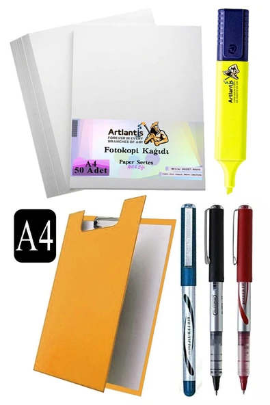 Kapaklı Sekreterlik A4 Pilot Kalem 3 Renk A4 Beyaz Fotokopi Kağıdı 50 Adet Fosforlu Kalem Sarı Ofis Büro Okul - 15