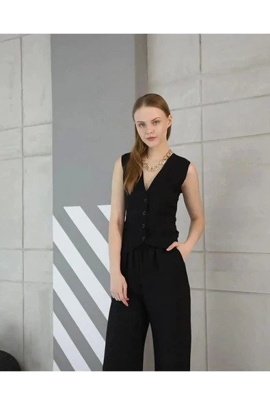 Rahat Form Yelekli Pantolon Takım Modern Fit Keten Takım - 2