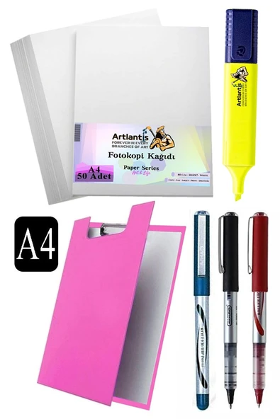 Kapaklı Sekreterlik A4 Pilot Kalem 3 Renk A4 Beyaz Fotokopi Kağıdı 50 Adet Fosforlu Kalem Sarı Ofis Büro Okul - 5
