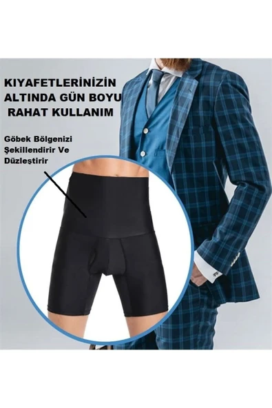 Destekli Erkek Korse Boxer Karın Bölgesi Sıkılaştırıcı ve Toparlayıcı Silikon Kaydırmaz Bel Çevresi - 6