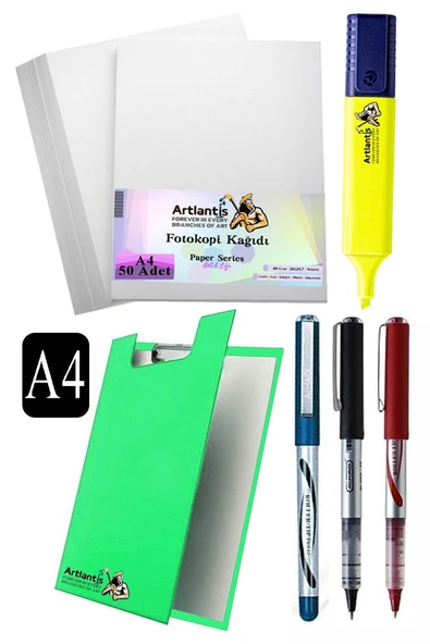 Kapaklı Sekreterlik A4 Pilot Kalem 3 Renk A4 Beyaz Fotokopi Kağıdı 50 Adet Fosforlu Kalem Sarı Ofis Büro Okul - 8