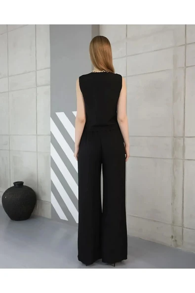 Rahat Form Yelekli Pantolon Takım Modern Fit Keten Takım - 4