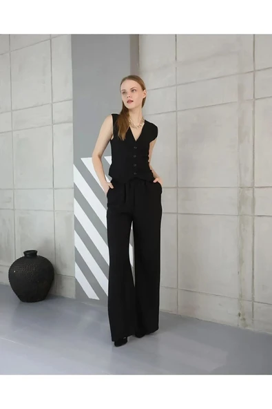 Rahat Form Yelekli Pantolon Takım Modern Fit Keten Takım