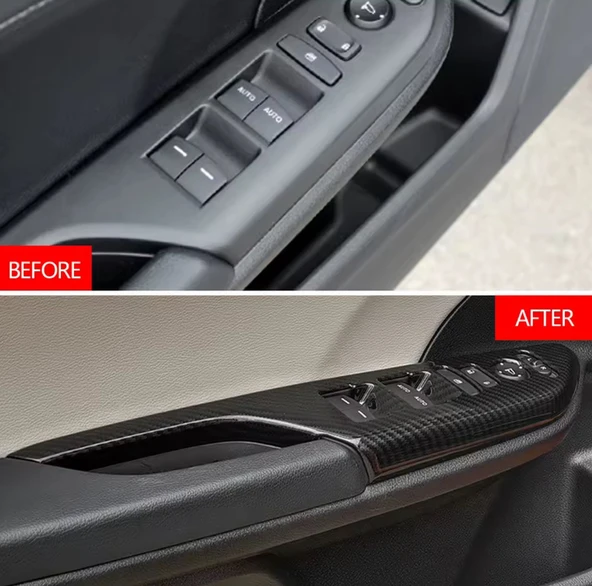 Honda Civic FC5 FK7 2017 - 2020 iç kapı kol dayama cam düğme  karbon Fiber 2 adet Ön Taraf 2 adet Arka - 5