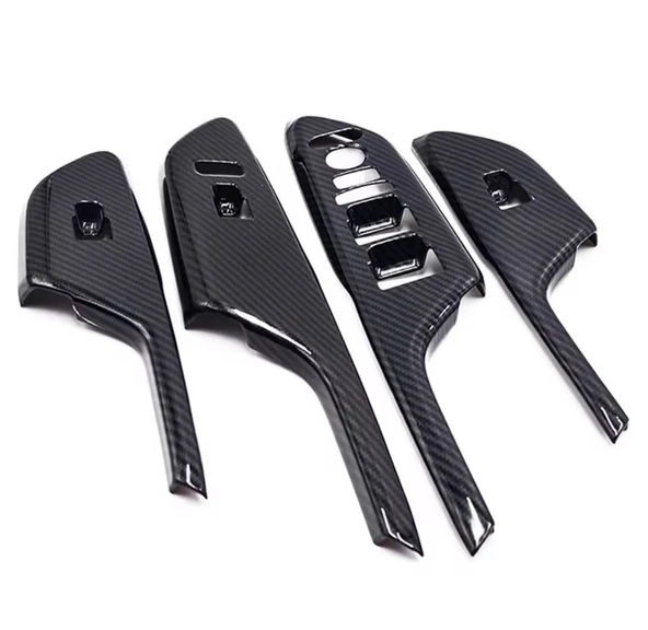 Honda Civic FC5 2017 - 2020 iç kapı kol dayama cam düğme  karbon Fiber 2 adet Ön Taraf 2 adet Arka - Resim 2