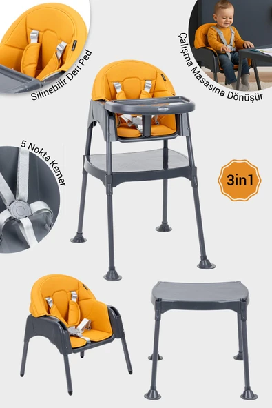 Wellgro Growup Çalışma Masalı Mama Sandalyesi, Taba