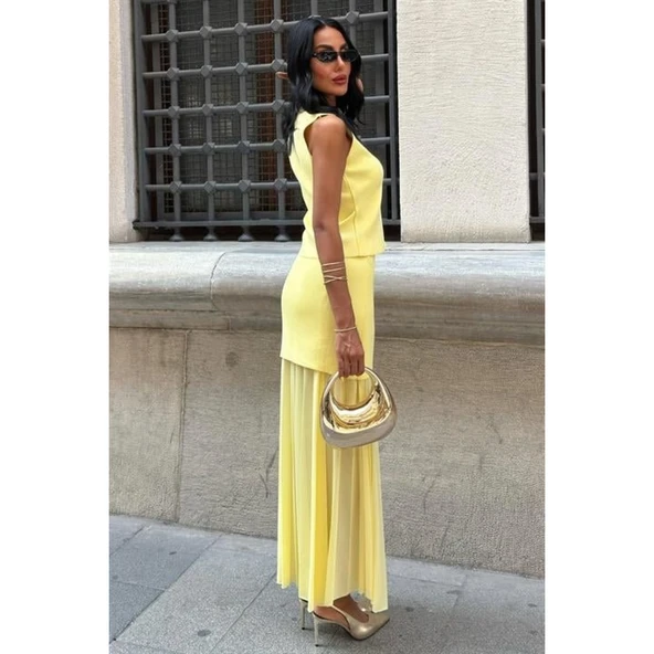 Lucky Life Kadın Yelekli Ve Pilise Etekli Triko Takım - 4