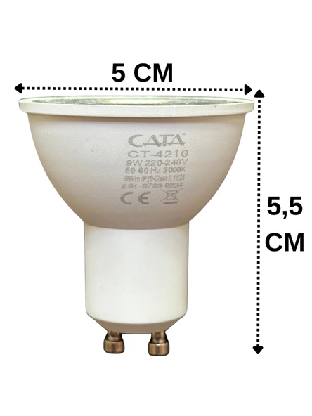 (4 Adet) Cata 9W (50W) Sarı Işık (3000K) Dim Edilebilir GU10 Duylu Led Spot Ampul - 3