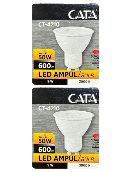 (2 Adet) Cata 9W (50W) Sarı Işık (3000K) Dim Edilebilir GU10 Duylu Led Spot Ampul