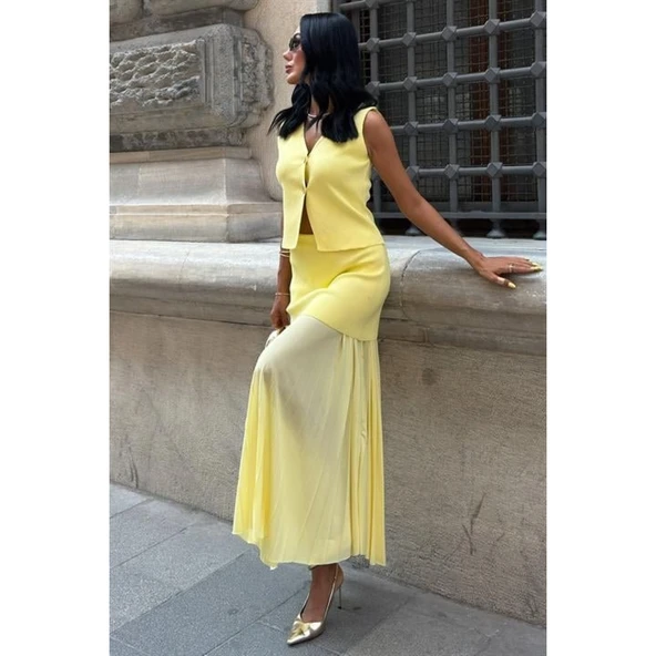 Lucky Life Kadın Yelekli Ve Pilise Etekli Triko Takım - 9