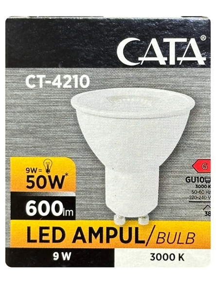 (10 Adet) Cata 9W (50W) Sarı Işık (3000K) Dim Edilebilir GU10 Duylu Led Spot Ampul - 2