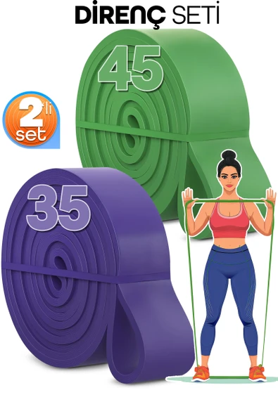 35 + 45 KG 2'li SET Barfiks Lastiği Gym Resistance Band Antrenman Kas Geliştirme Bandı