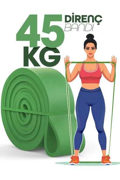 45KG Barfiks Lastiği Gym Resistance Band Antrenman Kas Geliştirme Bandı Yeşil (Ultra Sert)