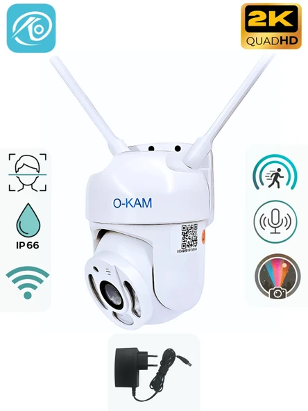O-KAM 3MP WiFi Güvenlik Kamerası Gece Renkli 355° Döner Çift Yön Ses SD Destekli