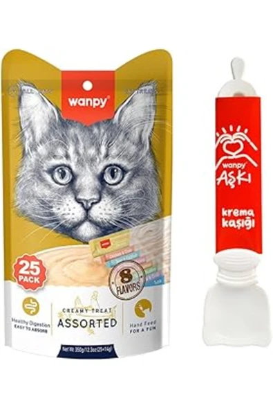 nazeninstoğu Wanpy Karışık 8 Lezzetli Krema Ödülü 25 * 14 Gr + Wanpy Krema Kaşığı