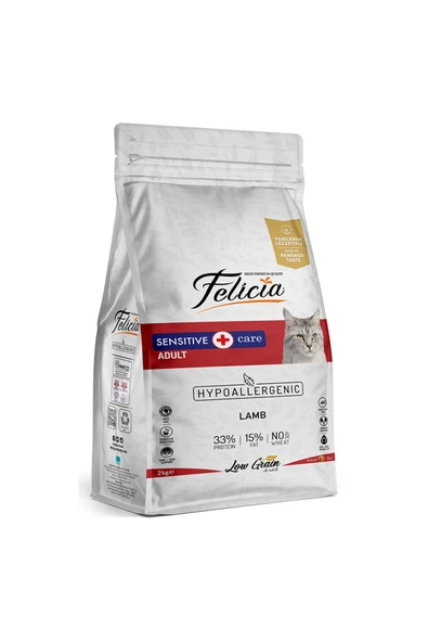 Felicia 2 Kg Kuzulu Az Tahıllı Yetişkin Kedi Maması Hypoallergenic Kedi Maması - 1