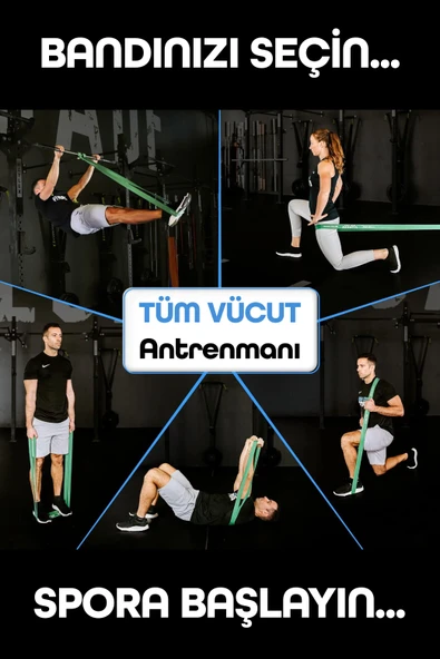 45KG Barfiks Lastiği Gym Resistance Band Antrenman Kas Geliştirme Bandı Yeşil (Ultra Sert) - 3