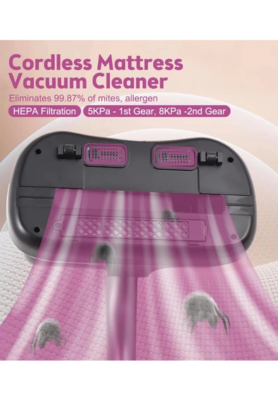 Auhma Ahv-07 Kablosuz Yatak Akar Süpürgesi 12V UV Sterilizasyonlu Mite Remover - 5