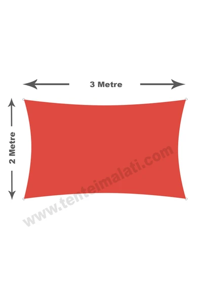 Branda Dünyası 2x3 Metre Su Geçirmez Dikdörtgen Gölgelik Kırmızı Oxford Kumaş - Resim 2