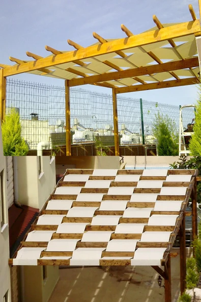 Branda Dünyası 8x5.5 Metre Pergola Battı Çıktı Gölgelik Oxford Kumaş - 5