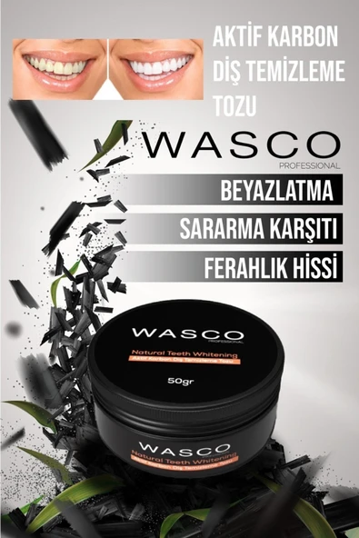 WASCO Aktif Karbon Diş Temizleme Tozu 50 Gr Extra Beyazlatıcı Diş Tozu + Nane - 4