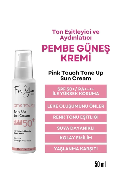 FOR YOU GOLD Pink Touch Spf 50 Ton Eşitleyici, Aydınlatıcı Pembe Yüz Güneş Kremi Pa Spf 50 - 2
