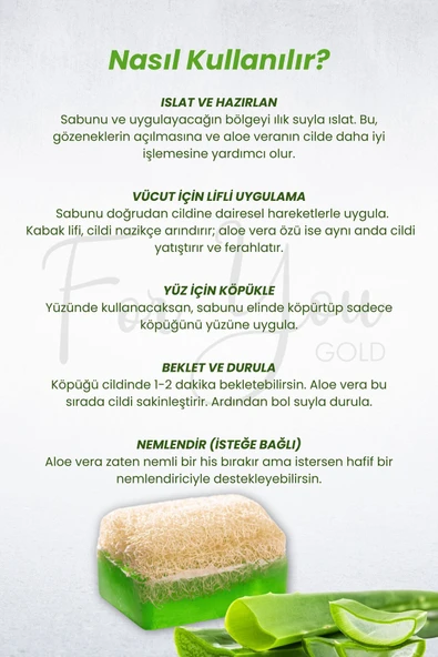 FOR YOU GOLD Kabak Lifli Aloe Vera Özlü El Yapımı Sabun - 3