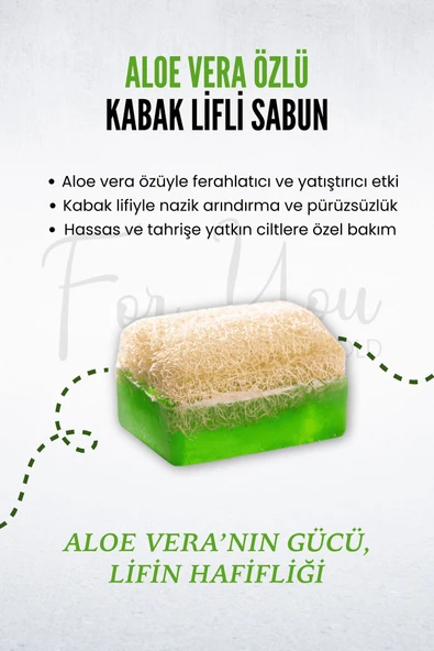 FOR YOU GOLD Kabak Lifli Aloe Vera Özlü El Yapımı Sabun - 4