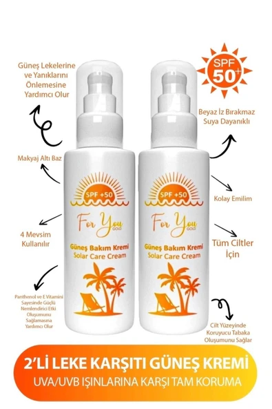 FOR YOU GOLD Leke Karşıtı, Yüksek Korumalı Spf50+ Faktörlü 100 Ml Güneş Kremi (2 Adet) - 2