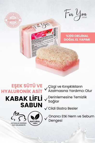 FOR YOU GOLD Doğal Kabak Lifli Eşek Sütü & Hyaluronik Asit Sabun