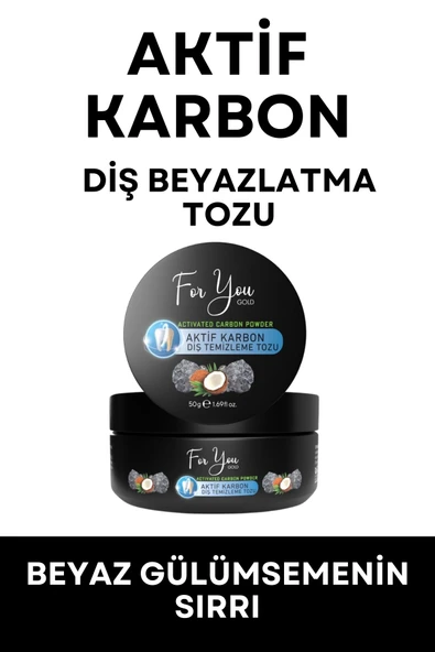 FOR YOU GOLD Aktif Karbon Diş Temizleme Tozu 50 Gr Extra Beyazlatıcı Diş Tozu + Nane(2adet) - 2