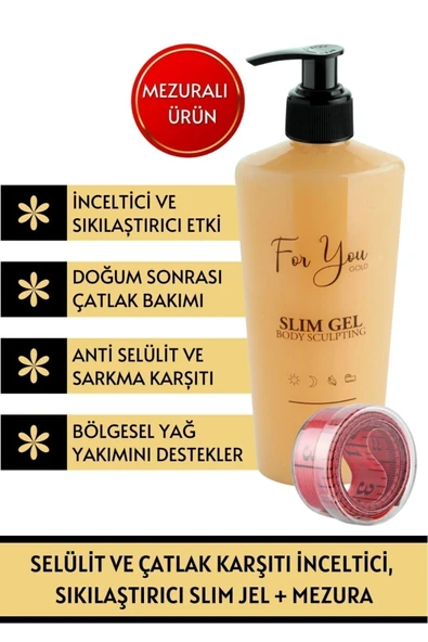 FOR YOU GOLD Slim Jel , Sıkılaştırıcı, Selülit Ve Çatlak Karşıtı Bakım Vücut Şekillendirici+ Mezura ile - 4
