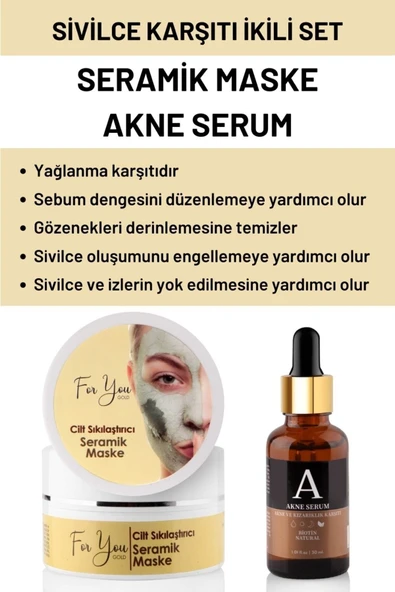 FOR YOU GOLD Gözenek Sıkılaştırıcı Kil Maske & Akne Ve Cilt Bakım Serumu (sivilce Karşıtı Set) - 2