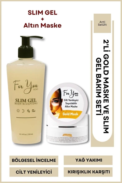 FOR YOU GOLD Slim Jel Inceltici  Sıkılaştırıcı  Çatlak Karşıtı Ve Selülit Kremi  Altın Maske