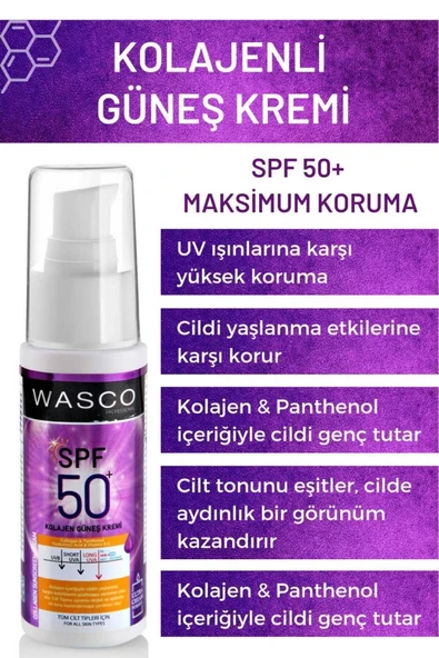 WASCO Yaşlanma Karşıtı Spf50+ Kolajenli Güneş Kremi (collagen-panthenol-hyaluronic Acid) 50ml - 5