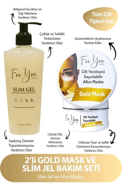 FOR YOU GOLD Slim Jel Inceltici  Sıkılaştırıcı  Çatlak Karşıtı Ve Selülit Kremi  Altın Maske - 2