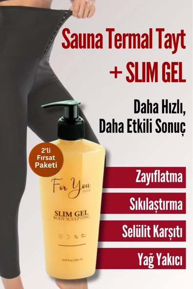 FOR YOU GOLD Agraflı Sauna Termal Tayt ve Slım Gel Set