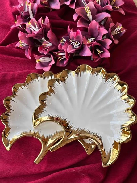 Ginkgo Yaprak Sunum Tabak 2'Lİ 23*25cm - 2